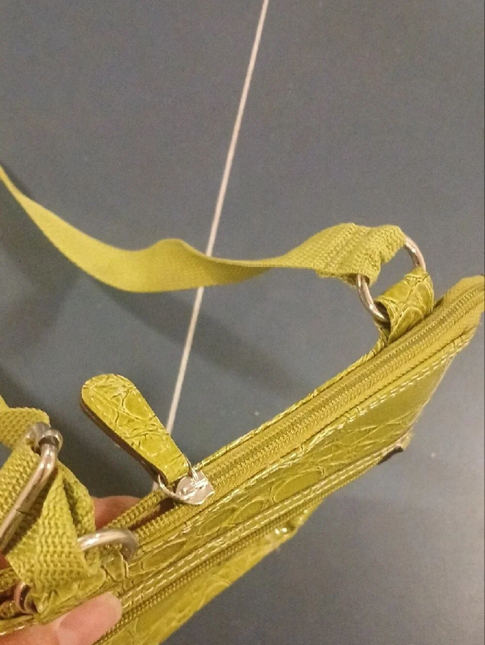 XOXO Olive Croc-Embossed Crossbody Bag